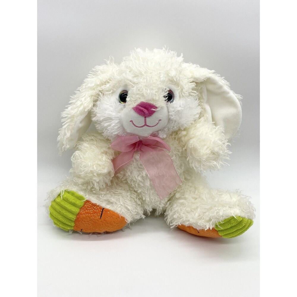 Midwood Brands 9” Sitting Bunny Rabbit Plush with Pink Ribbon Bow Stuffed Animal
